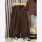ست شومیز شلوار دخترانه پلنگی لنین و کتان سایز 50 تا 65