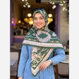 روسری ابریشم ساتن مجلسی سبز