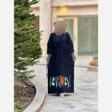 پیراهن لینن زنانه طرح سرخپوستی فری سایز قد 135