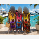 تونیک پانچ هندی نخی تابستانه فری سایز کمربند دار