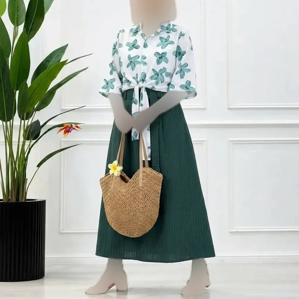 ست گره ای آیسانا شومیز نخ اسلپ و دامن صوفیا شانتون فری سایز