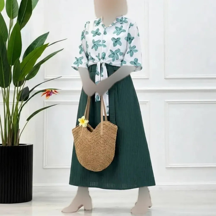 ست گره ای آیسانا شومیز نخ اسلپ و دامن صوفیا شانتون فری سایز