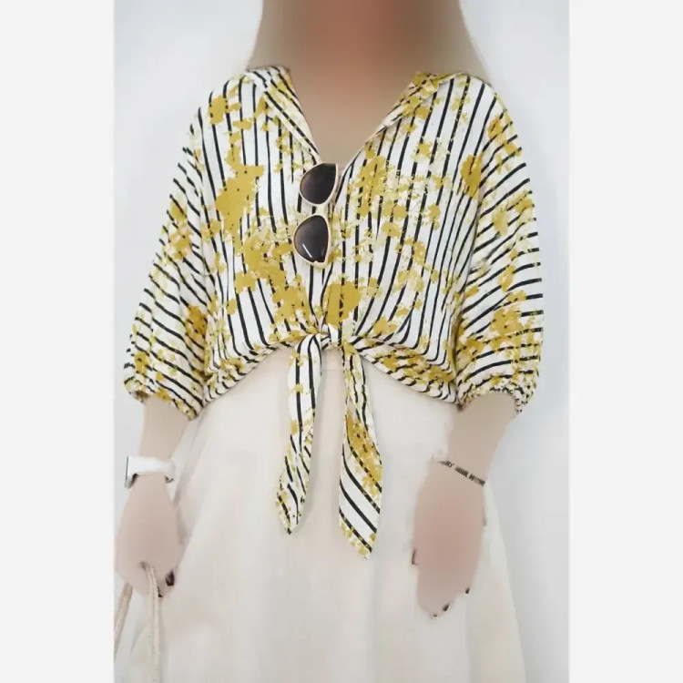 شومیز گره ای رنگارنگ سوپر نخ خارجی فری سایز