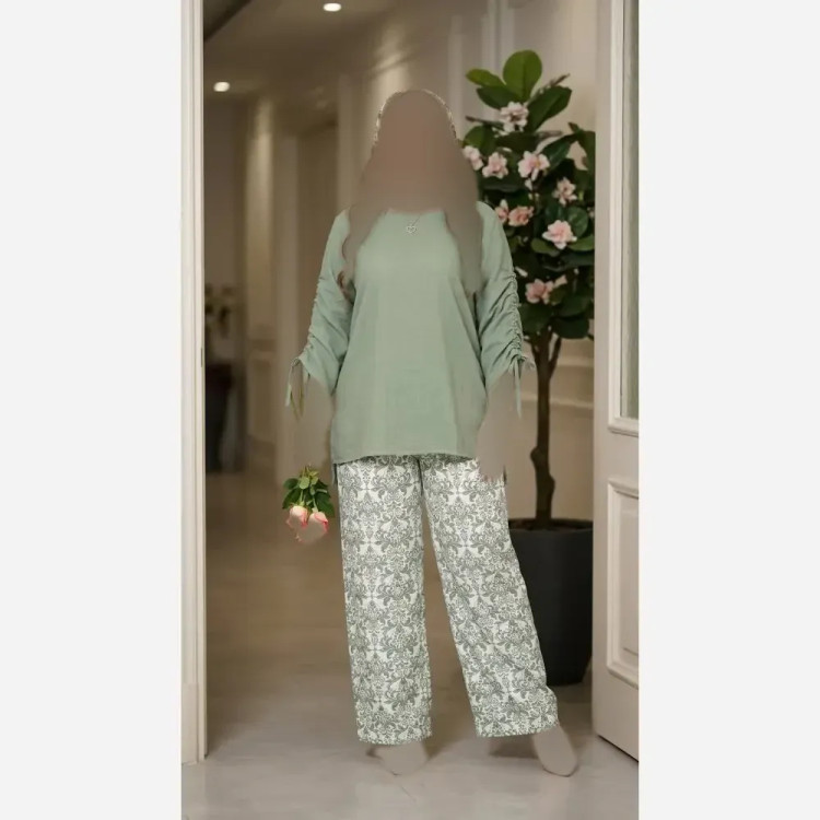 ست شومیز و شلوار نخی اعلا زنانه آناهیتا فری سایز تا 48
