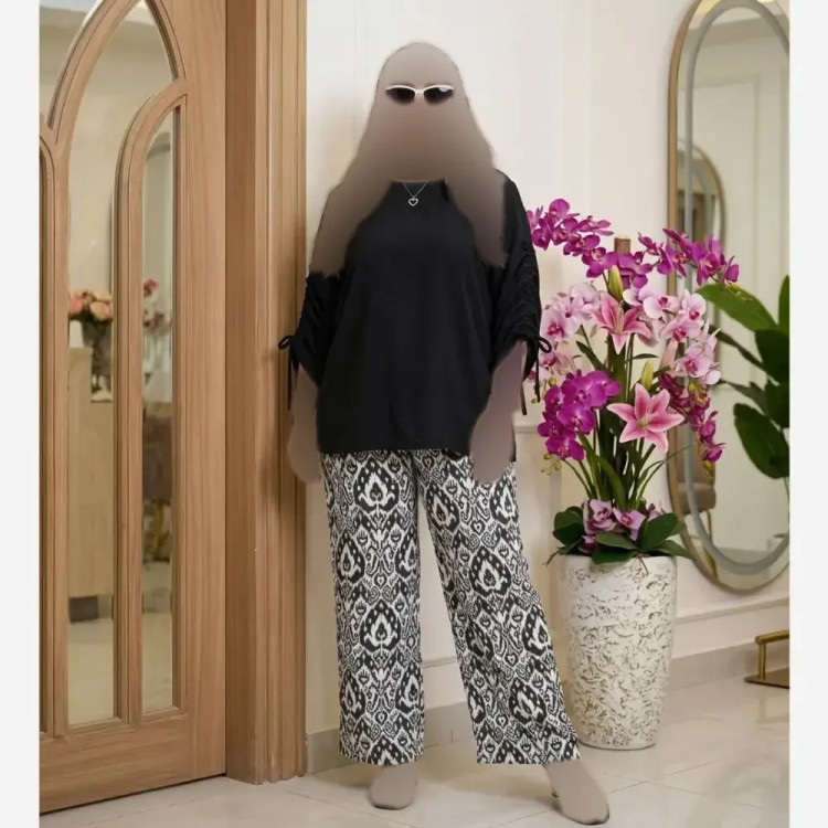 ست شومیز و شلوار نخی اعلا زنانه آناهیتا فری سایز تا 48