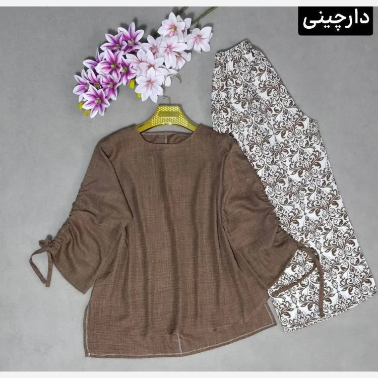 ست شومیز و شلوار نخی اعلا زنانه آناهیتا فری سایز تا 48