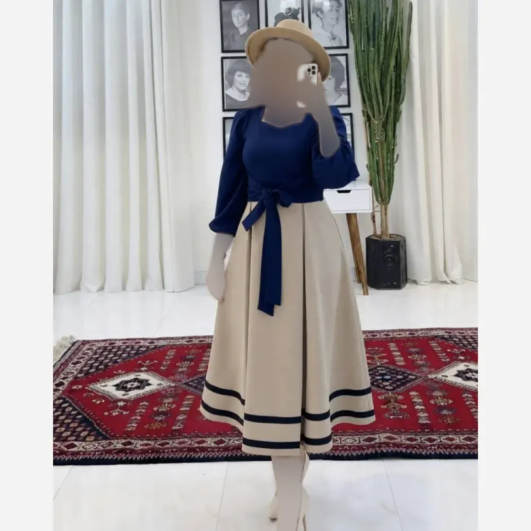 پیراهن مازراتی زنانه مدل رویا فری سایز کمربنددار رنگی