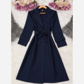 مانتو بلند زنانه آرام کد 103 کمربنددار سوپر دیپلمات مشکی سورمه ای سایز 1 2