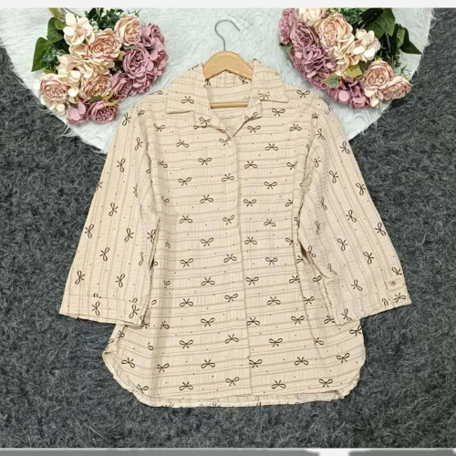 شومیز پاپیون ویسکوز نسکافه ای فری سایز 38 تا 48