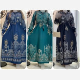 ساحلی بوگاتی کتیبه گلدار زنانه زرشکی فری سایز 38 تا 48 قد 133