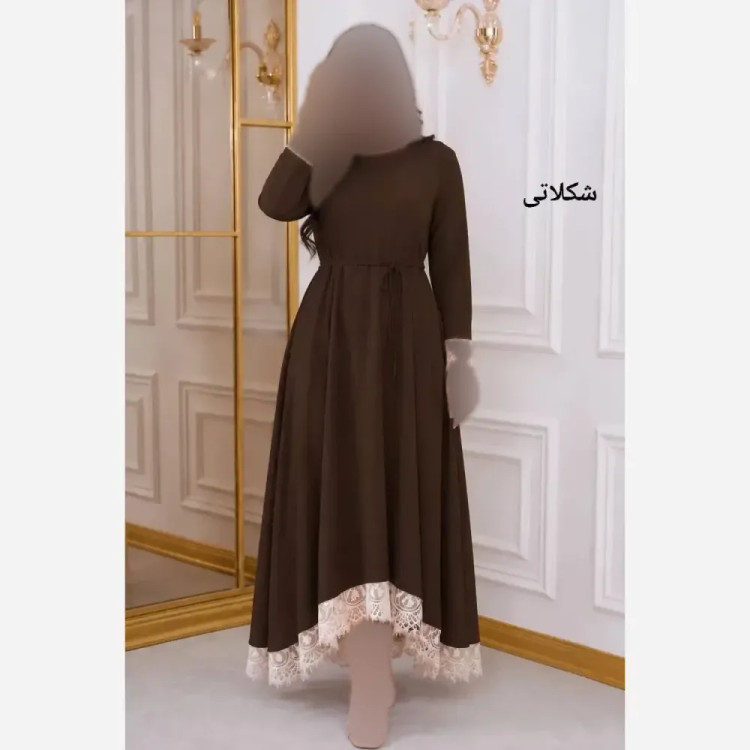 پیراهن بلند مازراتی ناناز فری سایز تا 48 کمربند دار