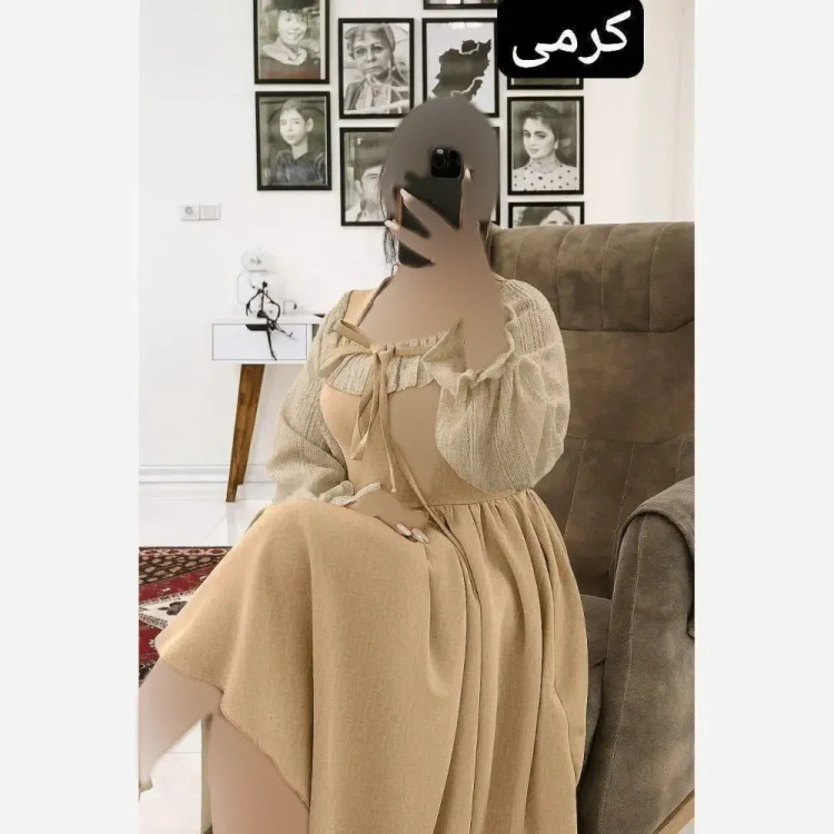 پیراهن ترانه جنس شانتون و مراکشی فری سایز تا 46 کمربند دار