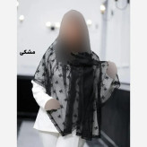 شال توری پاپیونی دور دانتل مناسب استفاده روزمره قواره 185 در 63 سانت