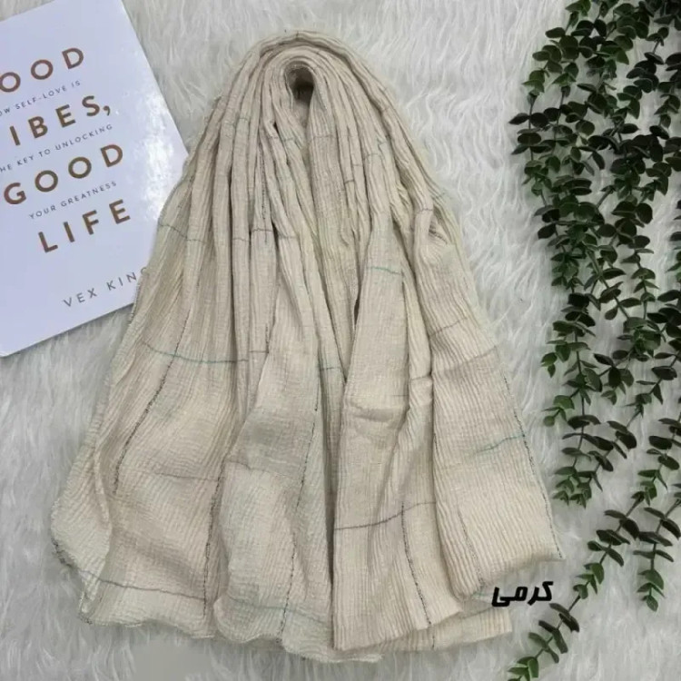 شال نخی طرحدار وارداتی مشکی مناسب روزمره قواره 190 در 67 سانتیمتر