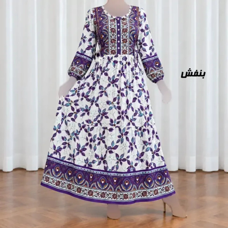 پیراهن ساحلی زنانه مدل شیردهی نخی کمربنددار فری سایز