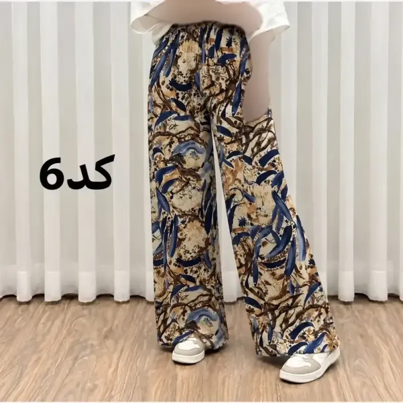 شلوار راحتی نخی پارچه خارجی فری سایز مناسب تا سایز 50