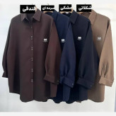 مانتو فول دکمه زنانه تنسل میله ای فری سایز
