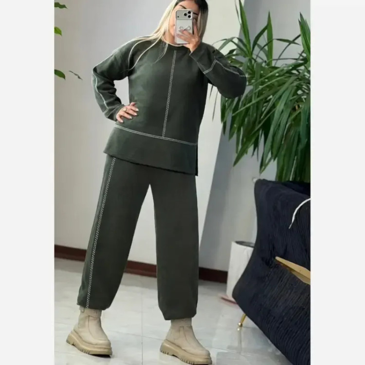 ست بافت زنانه خطی مهرو جنس بافت اعلا گرم بالا سایز 38 تا 48